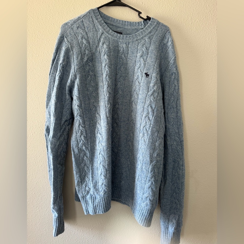 Men's Abercrombie and Fitch Blue Cable Knit Sweater - Large